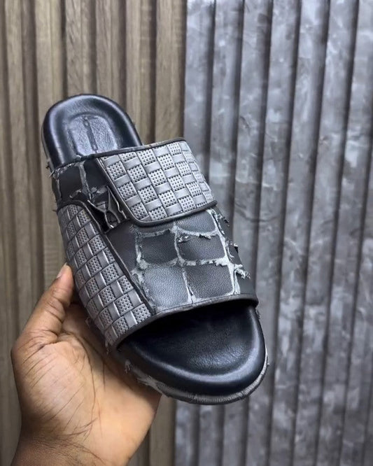Stylish Patchwork Leather Slippers