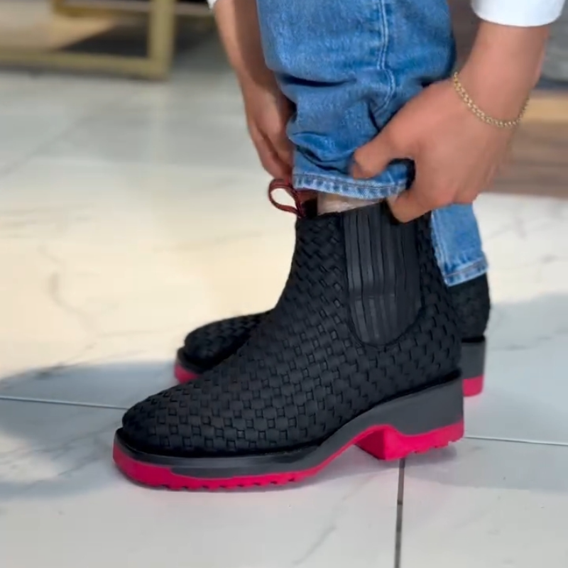 Genuine Leather Braided Western Ankle Boots