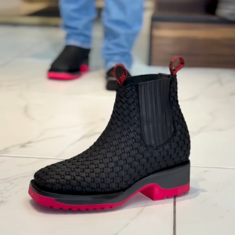 Genuine Leather Braided Western Ankle Boots