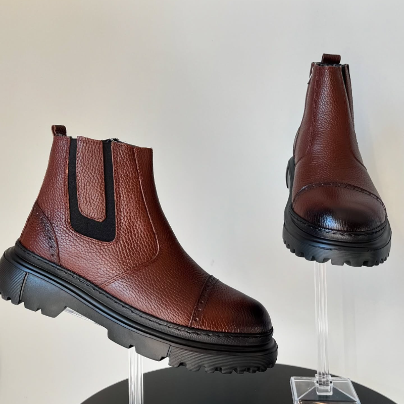 Genuine Leather Side-Zip Fleece-Lined Boots