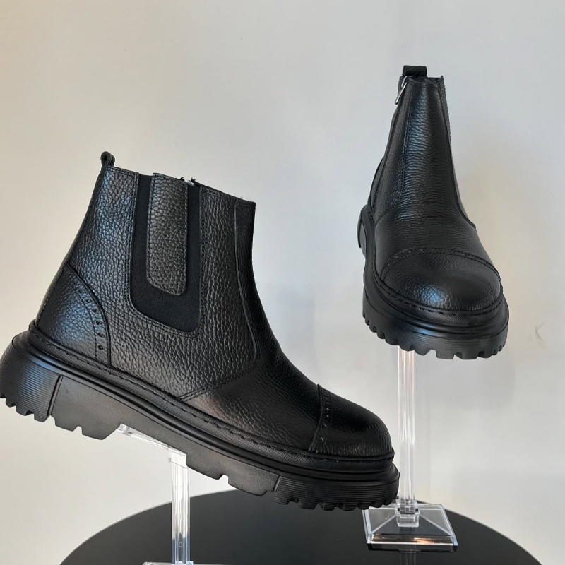 Genuine Leather Side-Zip Fleece-Lined Boots