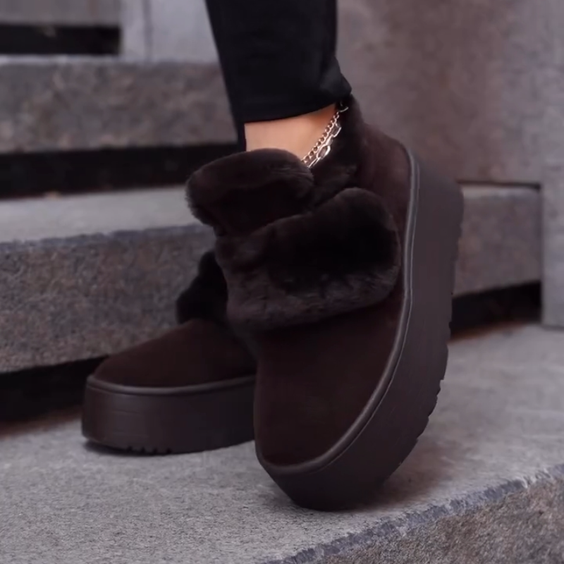 Velcro-Fastened Thick-Sole Fleece-Lined Shoes