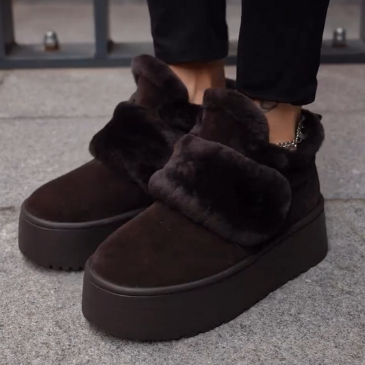 Velcro-Fastened Thick-Sole Fleece-Lined Shoes