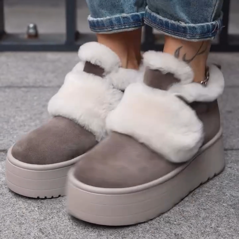 Velcro-Fastened Thick-Sole Fleece-Lined Shoes