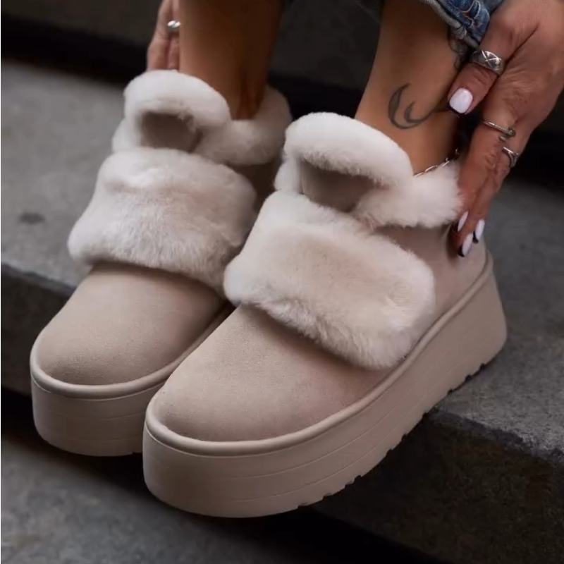 Velcro-Fastened Thick-Sole Fleece-Lined Shoes