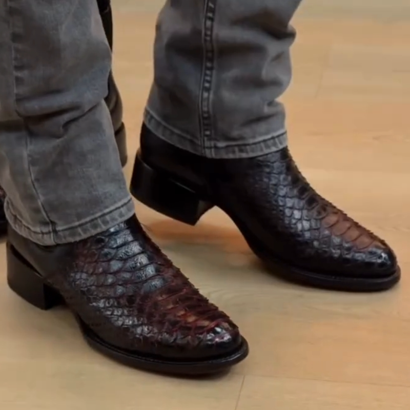 Side-Zip Crocodile Leather Ankle Boots