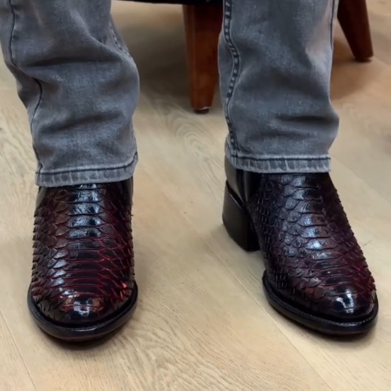 Side-Zip Crocodile Leather Ankle Boots