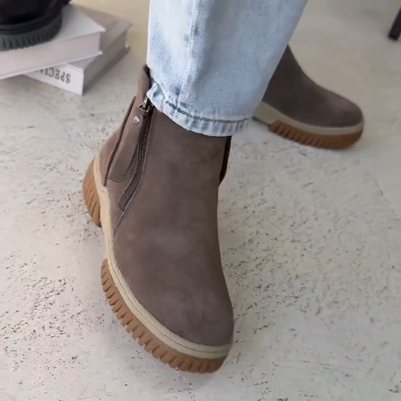 Double-Zip Fleece-Lined Ankle Boots