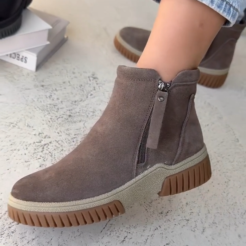 Double-Zip Fleece-Lined Ankle Boots