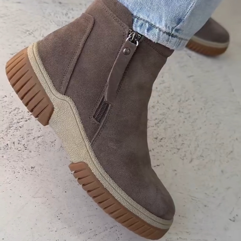 Double-Zip Fleece-Lined Ankle Boots