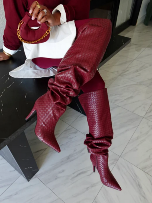 Women's Chic Woven Heel Boots