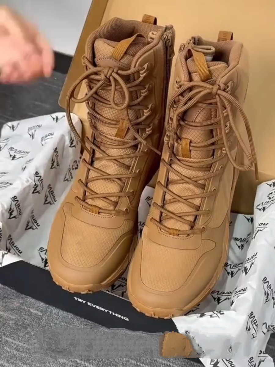 Men's High-Top Side-Zip Lace-Up Work Boots