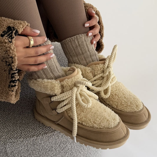 Cross Strap Velvet Thickened Warm Slip-on Snow Boots