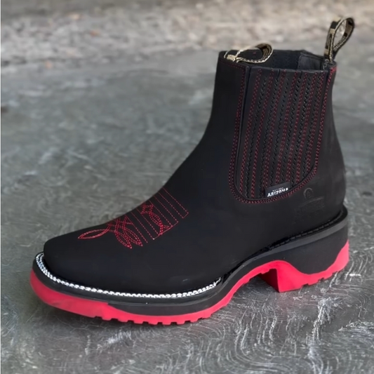 Handcrafted Embroidered Denim Ankle Boots