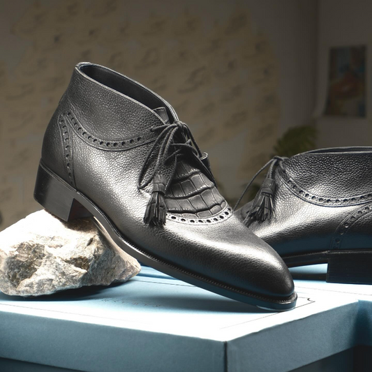 Handcrafted Black Genuine Leather Boots