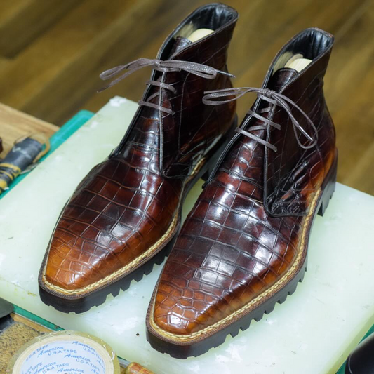 Handcrafted Crocodile Leather Chukka Boots