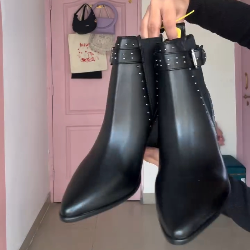 Women's Mid-Heel Leather Boots