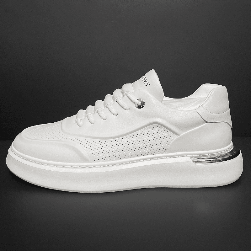 Breathable Genuine Leather Slip-On White Shoes