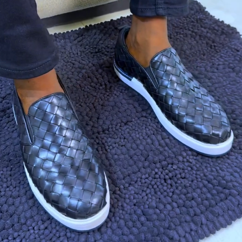 Hand-Woven Men's Leather Loafers