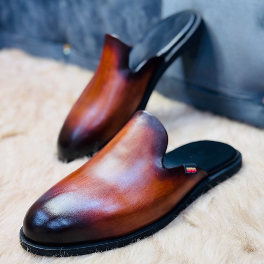 Brown Calfskin Half Slippers
