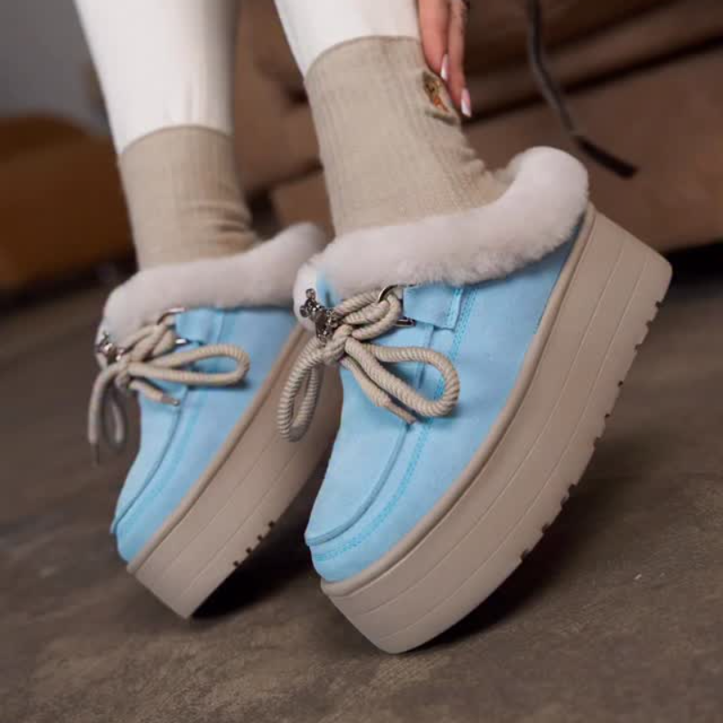 Women's Thick-Soled Height-Increasing Fleece-Lined Slip-Ons