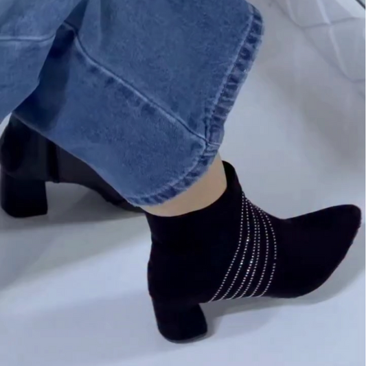 Women's Black Fashion Mid-Heel Boots