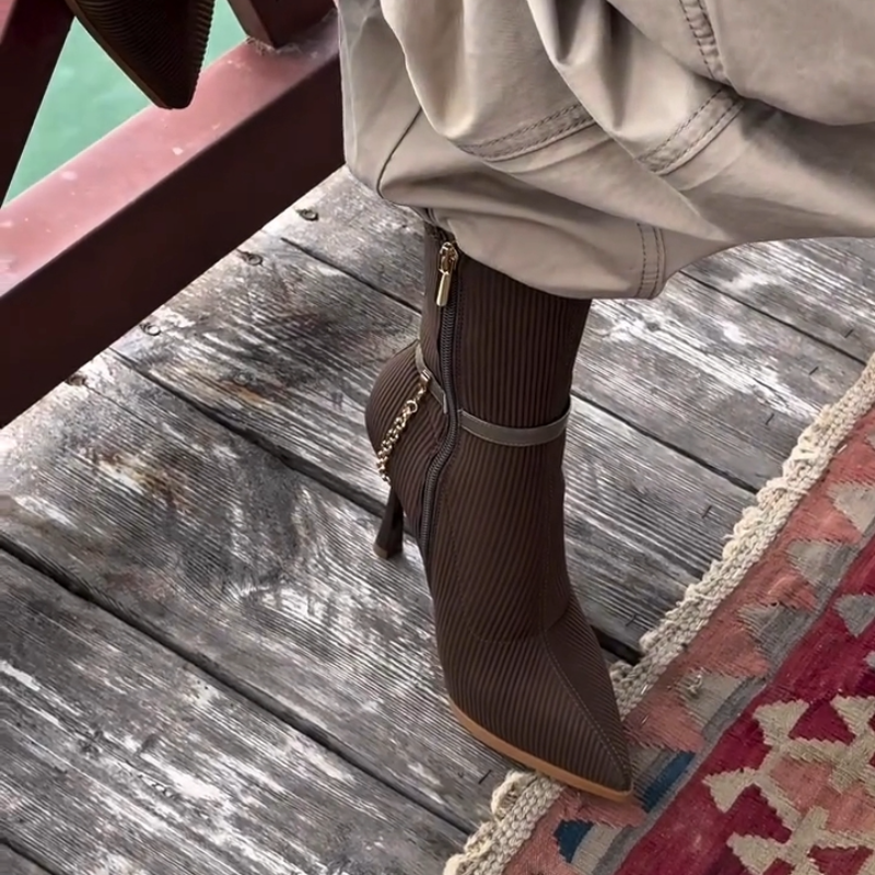 Women's Brown Fashion Mid-Heel Boots