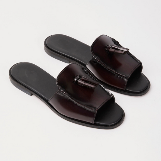 Brown Calfskin Fashion Slippers