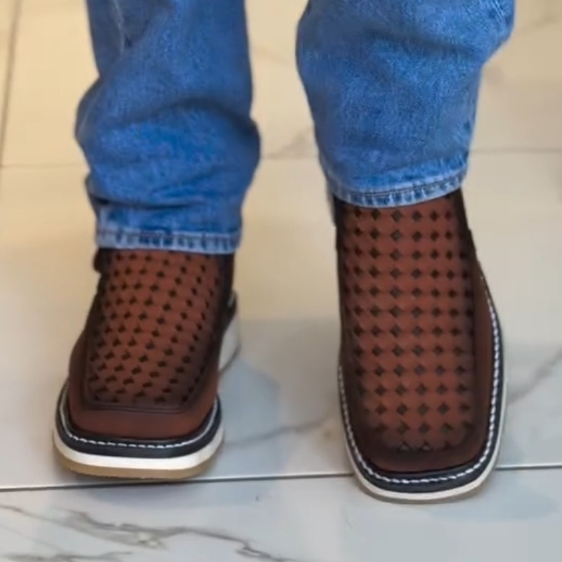 Double-Zip Knit Denim Boots