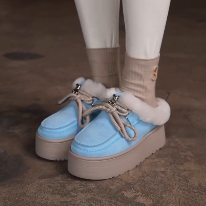 Women's Thick-Soled Height-Increasing Fleece-Lined Slip-Ons