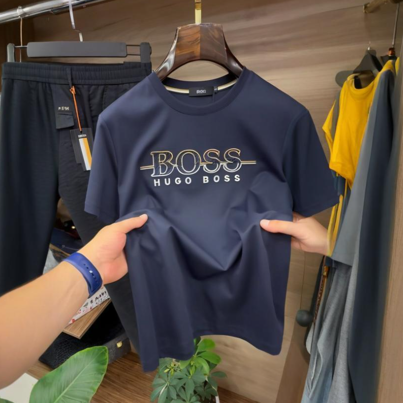 Men's Black Fashion Simple Print Short Sleeve