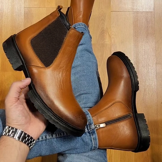 Side-Zip Fleece-Lined Brushed Chelsea Boots