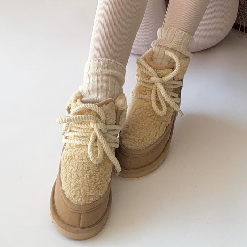 Cross Strap Velvet Thickened Warm Slip-on Snow Boots