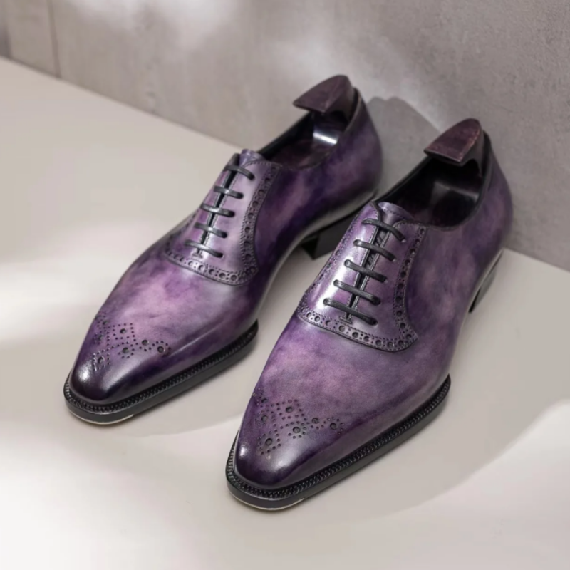 Handmade Calfskin Purple Oxfords