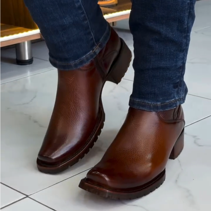 Classic Calfskin Side Zipper Cowboy Boots