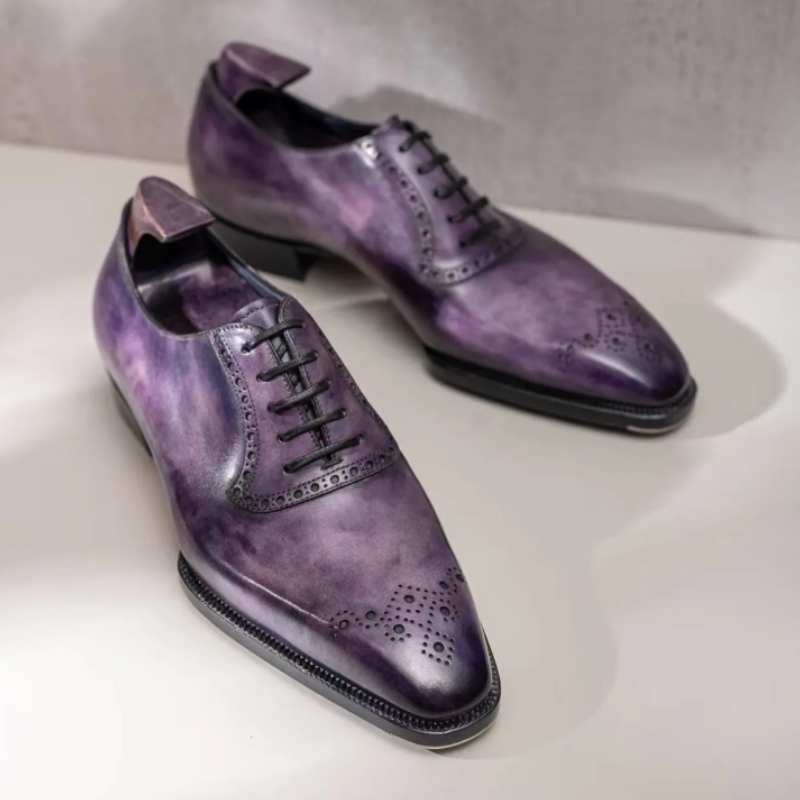 Handmade Calfskin Purple Oxfords
