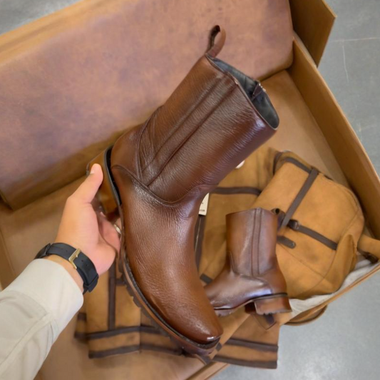 Handcrafted Men's Genuine Leather Side-Zip Cowboy Boots