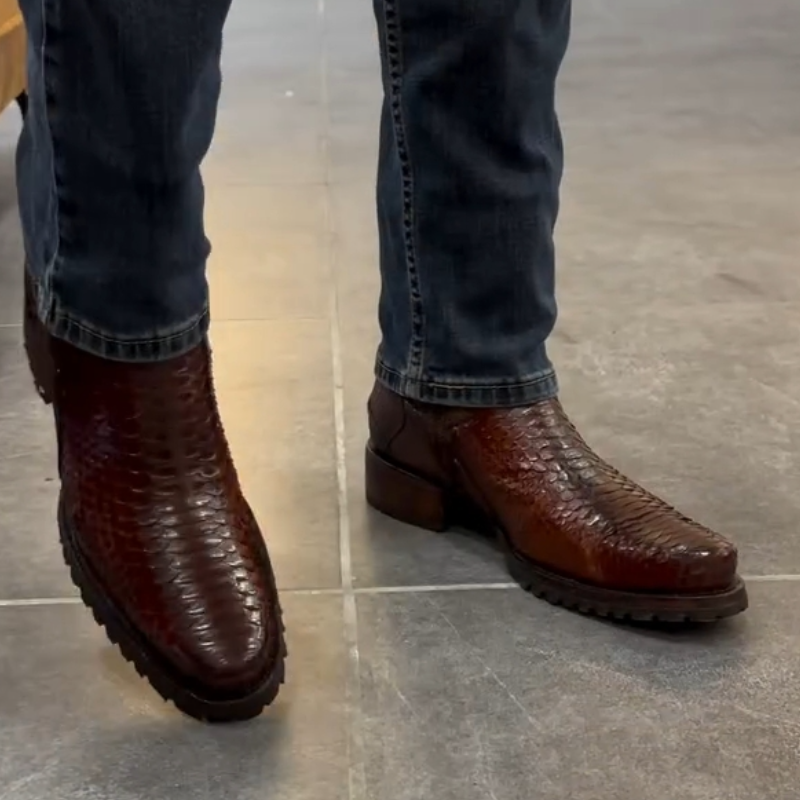 Men's Classic Brown Side-Zip Cowboy Boots