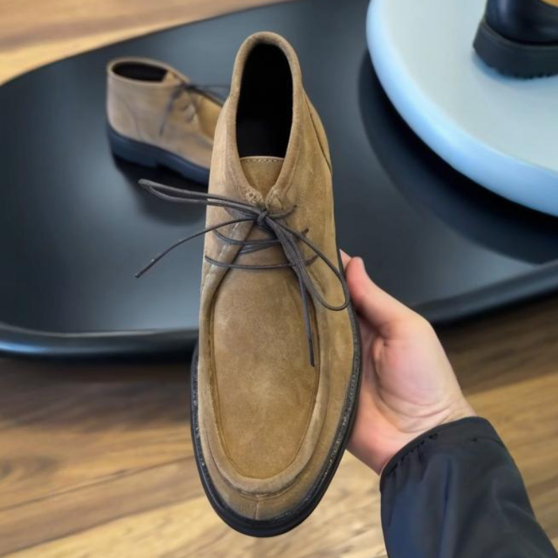 Men's Genuine Leather Lace-Up Ankle Boots