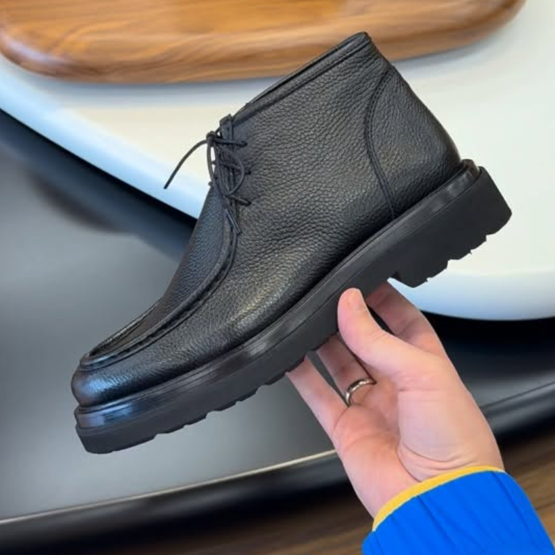 Men's Genuine Leather Lace-Up Ankle Boots