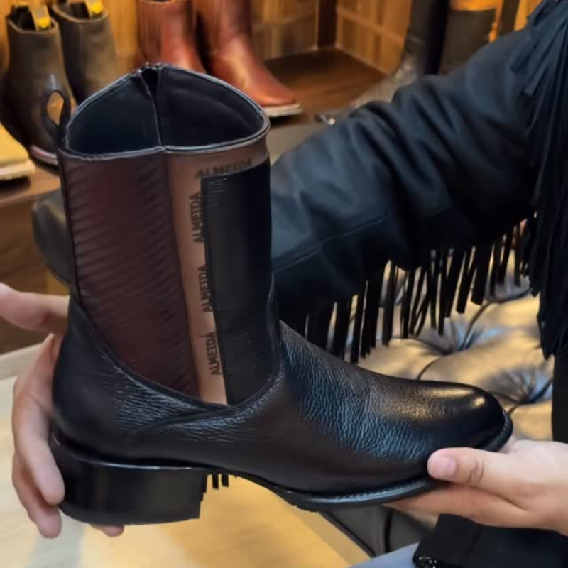 Classic Genuine Leather Side-Zip Cowboy Boots