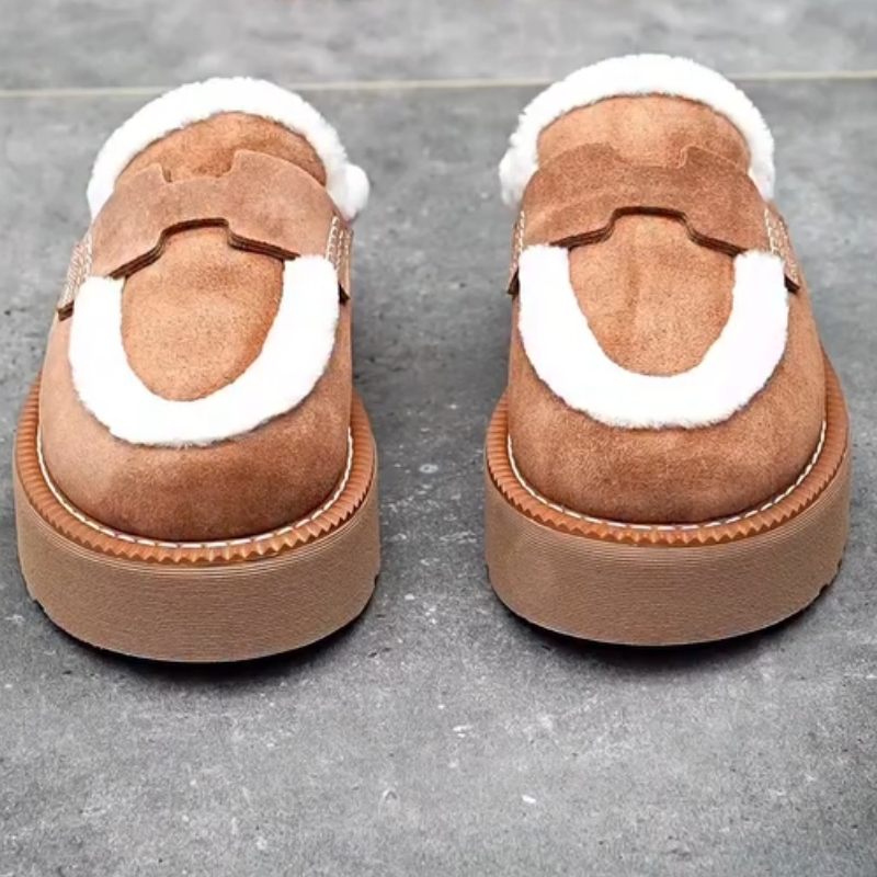 Women's Thick-Sole Fleece-Lined Half-Slip-Ons