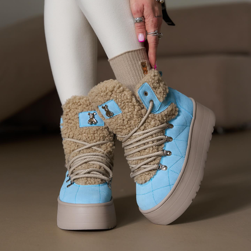 Women's Height-Increasing Lace-Up Fleece-Lined Boots