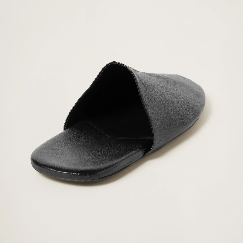 Black Calfskin Casual Slippers