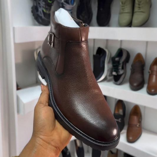 Men's Side Zipper Genuine Leather Ankle Boots