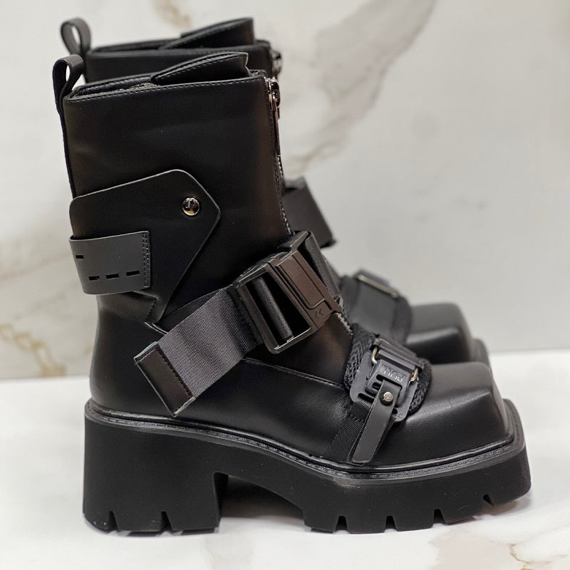 Men's Buckle Straps Platform Boots
