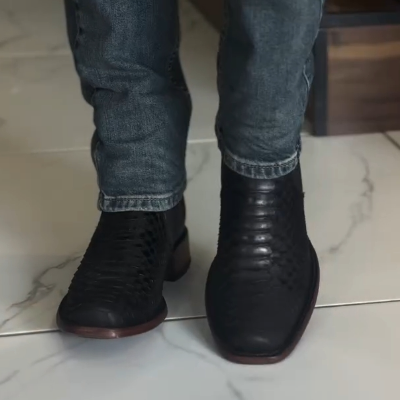 Side-Zip Crocodile Leather Cowboy Boots