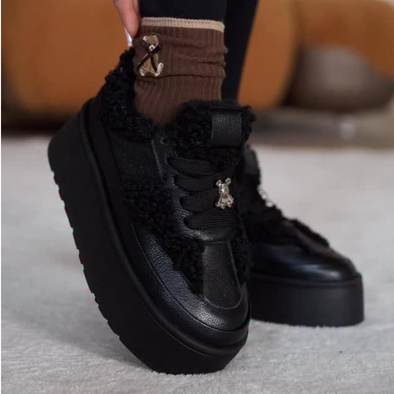 Women's Thick-Soled Fleece-Lined Lace-Up Shoes