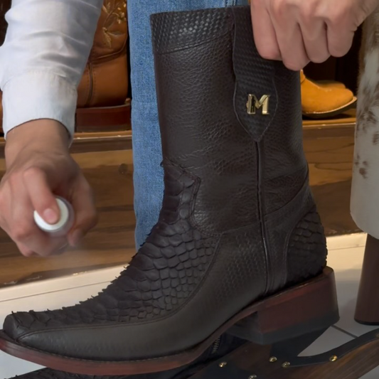 Side Zipper Crocodile Leather Western Cowboy Boots