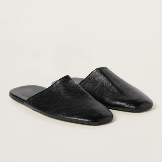 Black Calfskin Casual Slippers